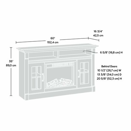 Sauder Media Fireplace Chalk Oak , Accommodates up to a 65 in. TV weighing 70 lbs 433240